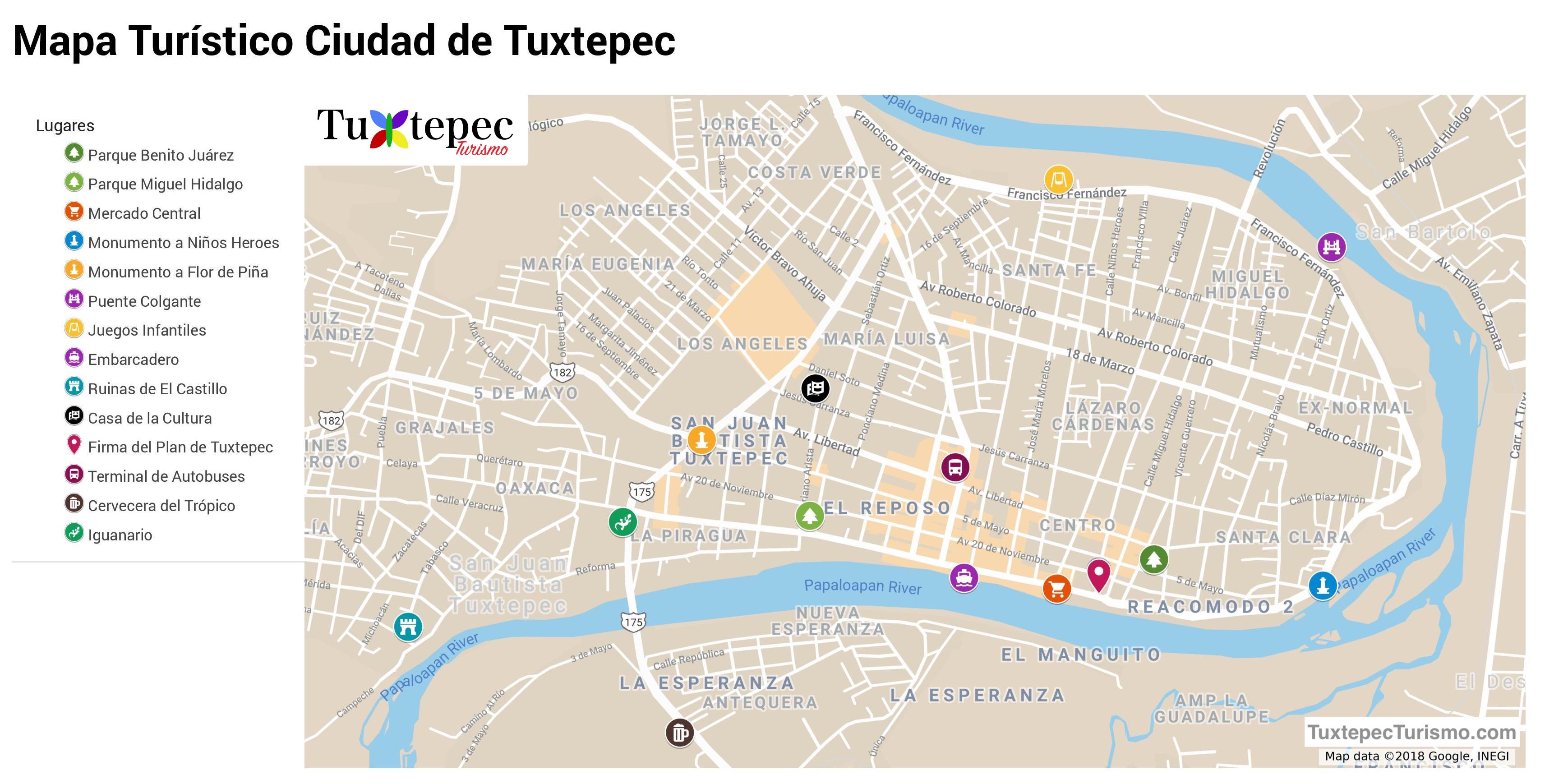 Mapa Turístico de Tuxtepec, Oaxaca Qué ver y qué hacer en Tuxtepec Mapa Turístico de Tuxtepec, Oaxaca Qué ver y qué hacer en Tuxtepec